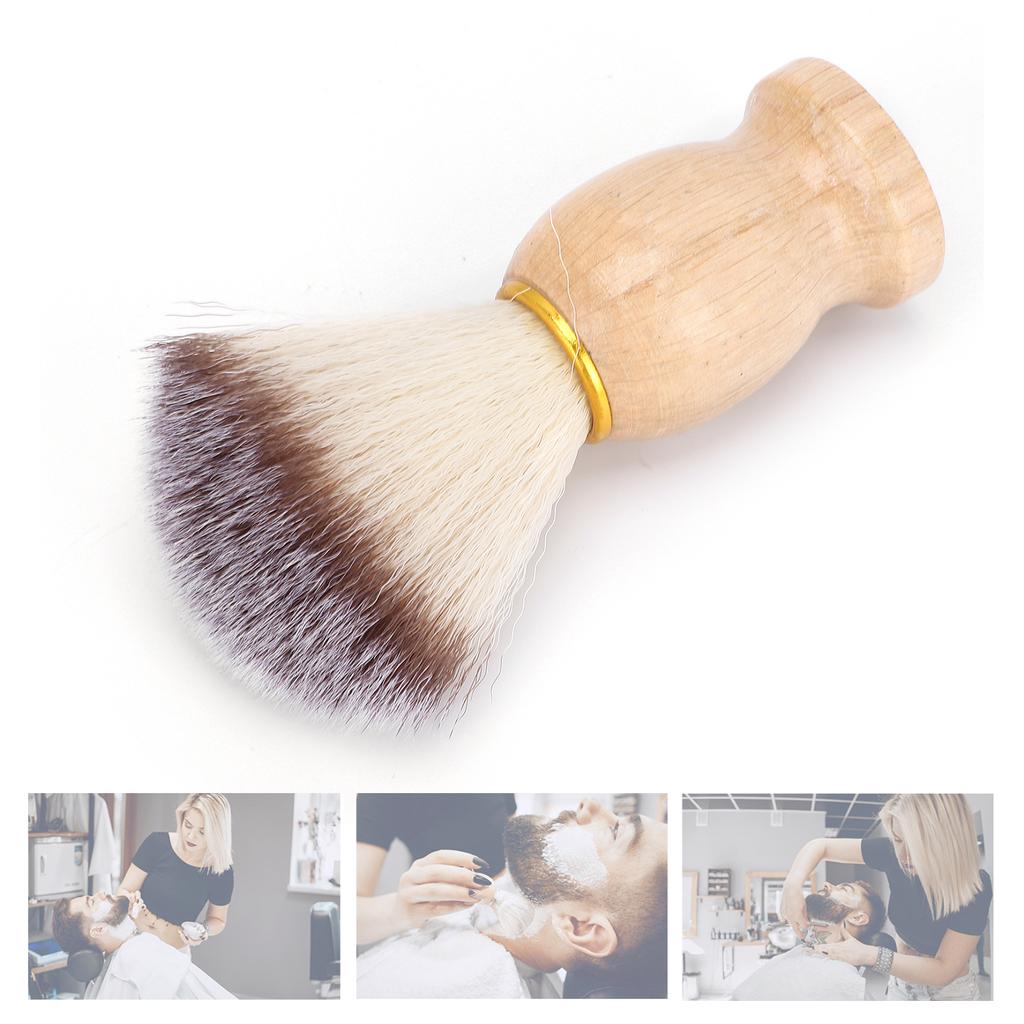 Men S Shaving Brush Soft Nylon Wool Solid Wood Handle Facial Beard Cleaning Grooming Shave Tool