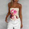 XY European and American women's clothing flower-printed tube top, summer new versatile and thin vest