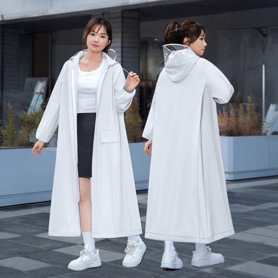 Yousheng Hooded Raincoat Waterproof EVA Button Zipper Closure Reusable Adults Ultralight Rainproof Thick Portable Outdoor Travel Rain Jacket Poncho