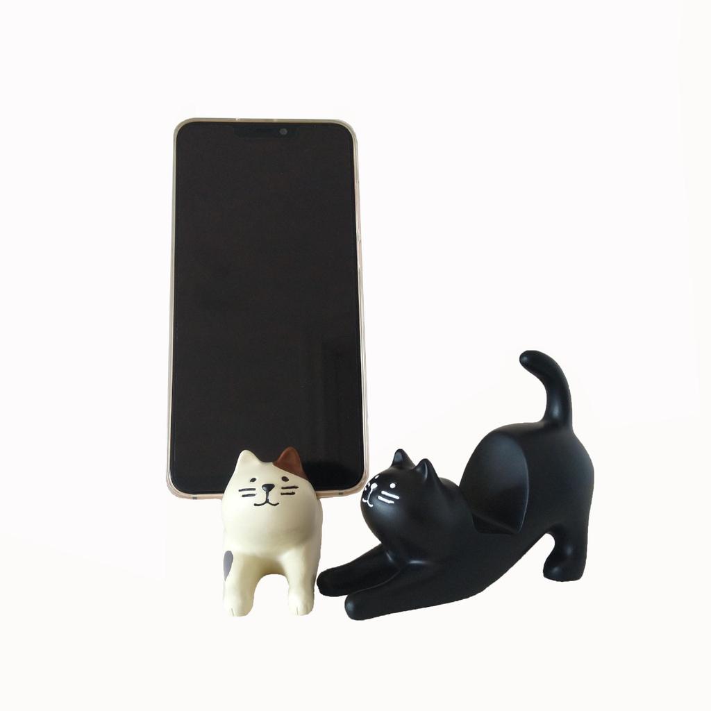 Weißer Katzen-Telefon- & Tablet-Ständer - Kreatives Harz-Ornament Geschenk