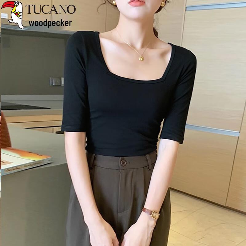 Woodpecker Women s French Square Neck Half Sleeve T-Shirt XL