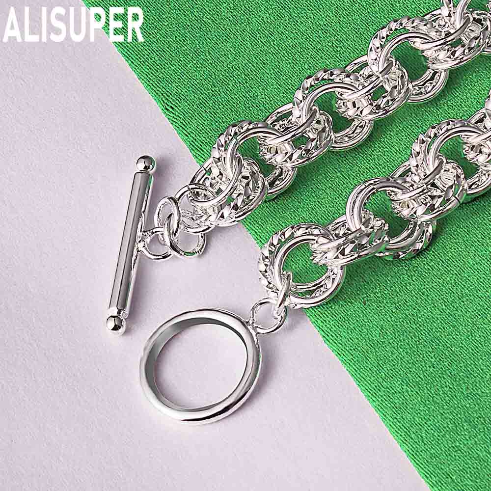 925 Sterling Silver Multi-Layer Twisted Circle Bracelet Gift Jewelry