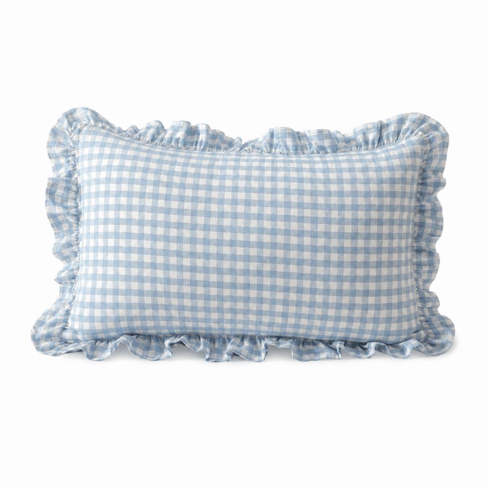 Lotus Leaf Skirt Edge Ruffled Edge Pillowcase Plaid Print Art Cushion Cover Home Decoration