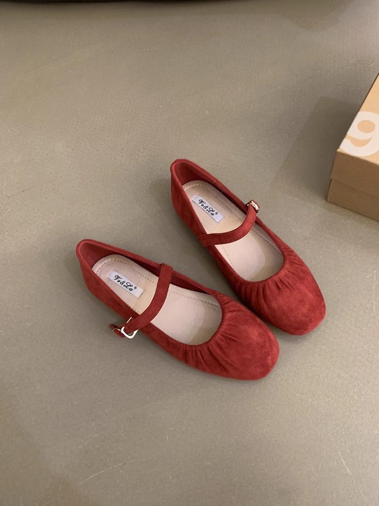 French Retro Women's Shoes Soft-soled Shoes Summer Korean Version Design Sense with Red Mary Jane Single Shoes Flat Shoes