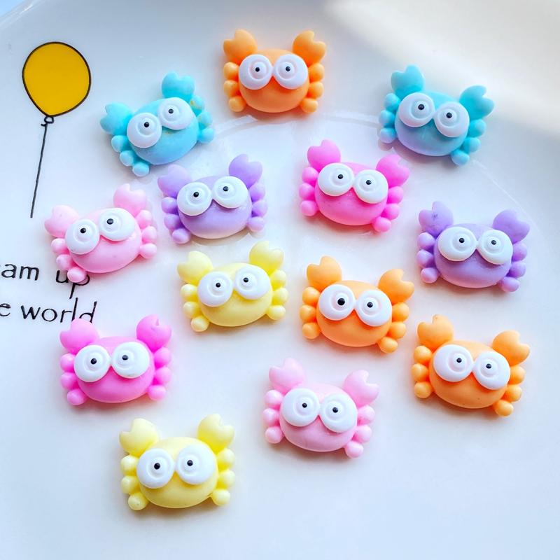 20Pcs New Cute Mini Cartoon Crab Animal FlatBack Resin Cabochons Scrapbooking DIY Jewelry Craft Decoration Accessorie