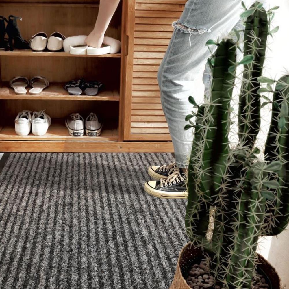 Doormat, Shoe Mat, Ribbed, Gray, Outdoor, 120 X 180 Cm