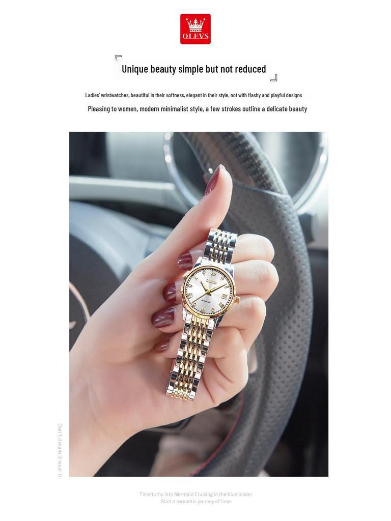Oulishi Ladies' Automatic Diamond Roman Numeral Watch