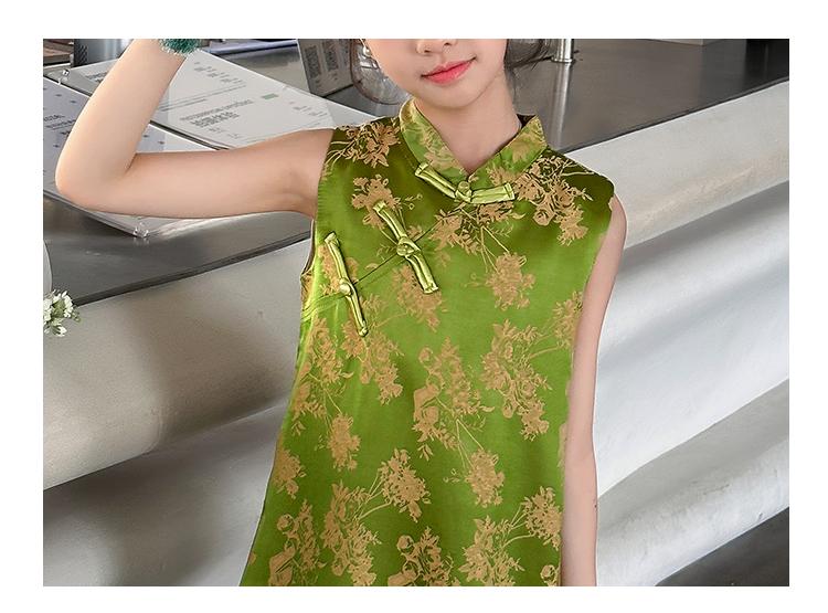 2026 new western-style thin style girls' and little girls' improved cheongsam summer new Chinese Hanfu Chinese style dress