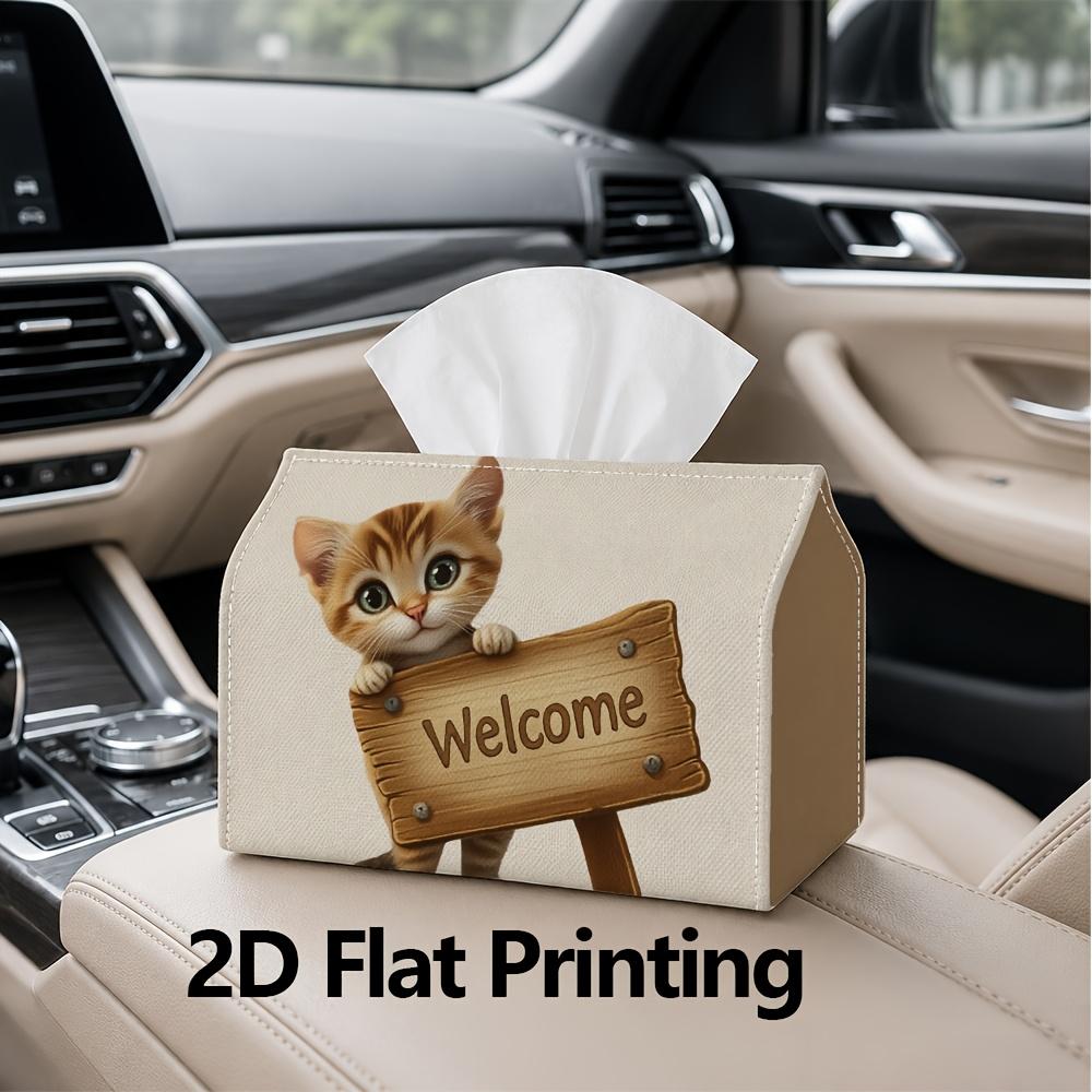 1pc, 2d Flat Printing, Tissue Box Welcome To Our Shop Pattern Printed Tissue Box, Durable Decorative Storage Box for Kitchen and Living Room, Dispense