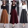 Women's High Waist A Line Skirt Loose Flared Midi Skirt Solid Color Wool Blend Long Swing Skirt 2026 Spring Vintage Casual Bottoms