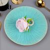 Decorative Table Settings for Bridal Showers Artificial Rose Napkin Ring, Fabric Pink Flower Holder, Rustic Dining Ornaments Afternoon Tea Ring