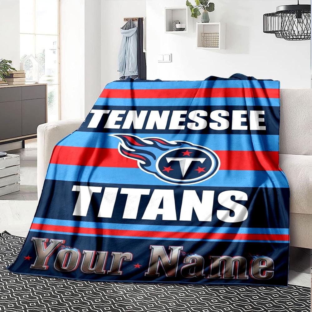 Name Custom Tennessee Titans Logo Print Flannel Blanket High Quality Warm Comfortable Cover for All Seasons Perfect for Gifts Home Decor