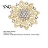 Flower Brooch Pin Hollow Rhinestone Brooch, Alloy Floral Decorative Lapel Pin, Shirt Collar Pins Vintage Clothing Jewelry for Wedding Party Prom Retro