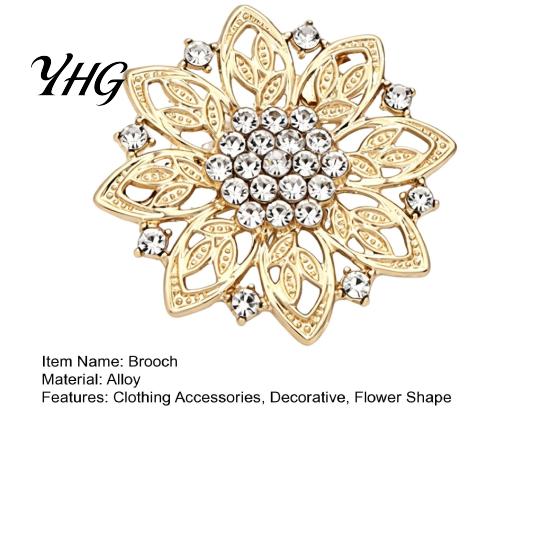 Flower Brooch Pin Hollow Rhinestone Brooch, Alloy Floral Decorative Lapel Pin, Shirt Collar Pins Vintage Clothing Jewelry for Wedding Party Prom Retro