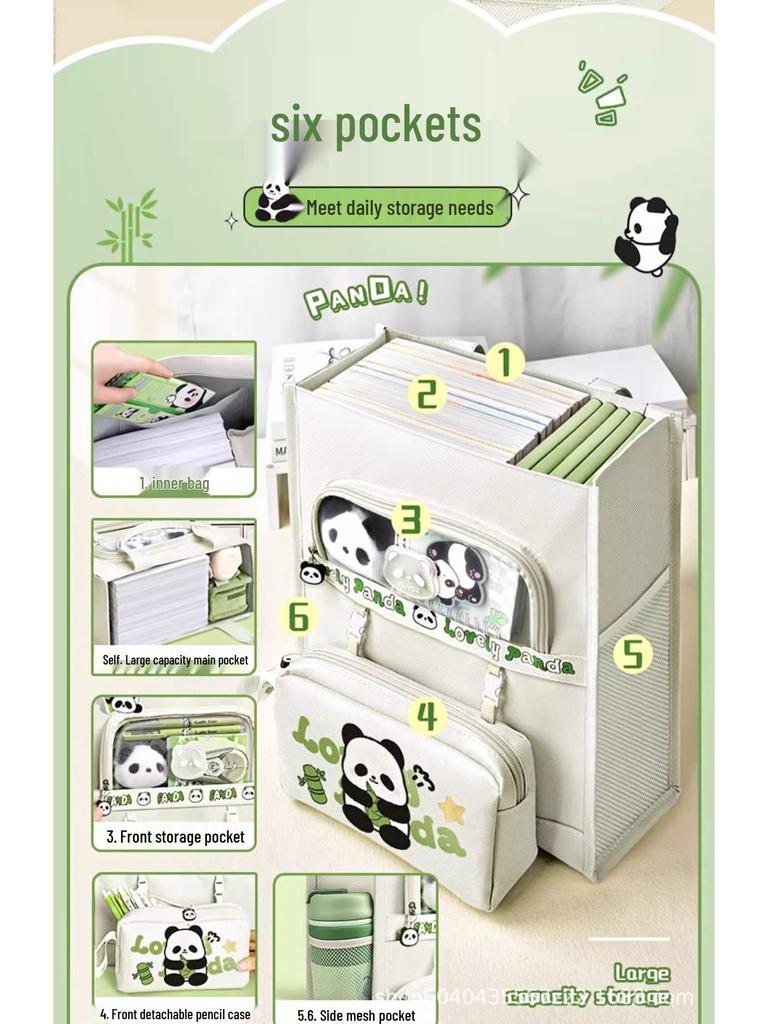 Panda Canvas A4 Tote Bag - Large Capacity for Students and Children's Books