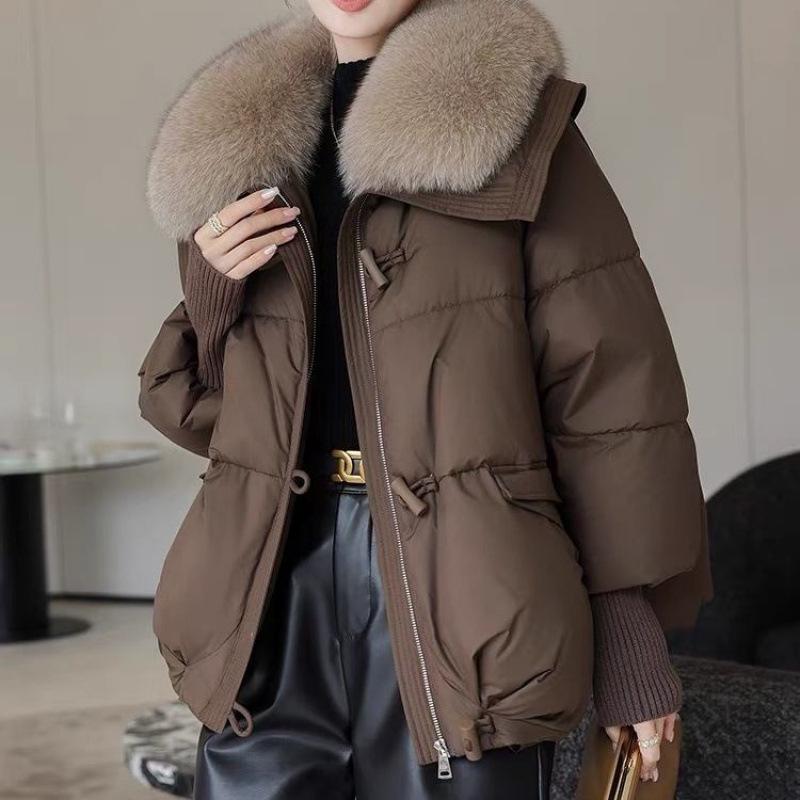 Parkas d'hiver à la mode pour femmes Vêtements d'extérieur à capuche Grande taille Col en fausse fourrure ample Vestes d'hiver épaisses et chaudes pour femmes