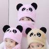 Cartoon Kids Winter Hats Panda Warm Bonnet Scarf Fashion Kids Plush Hat  Outdoor
