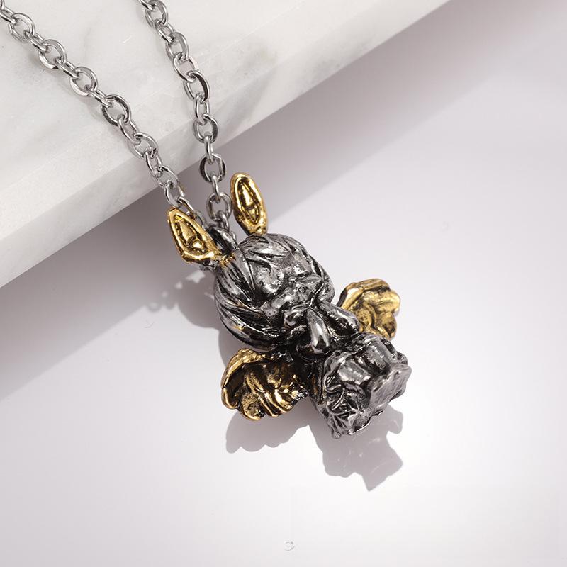 Cool Little Angel Pendant Necklace for Women Retro Cupid Collarbone Chain Hip Hop