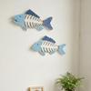 Holzfischgräten Wanddeko Strandholz Fisch Wandskulptur Vintage Mediterraner Stil Fisch Hängende Wandkunst für Zuhause Seehaus Schlafzimmer Dekor