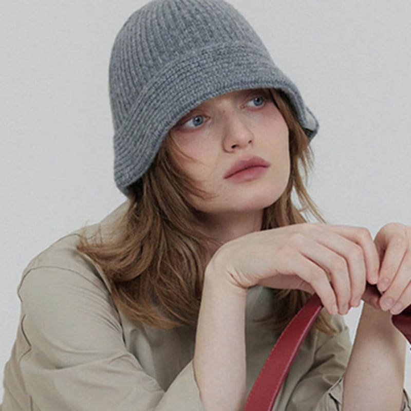 

ACCLET Шерсть 100% Полосатая вязаная шапка бини Gore-Tex Серая H037GR gray