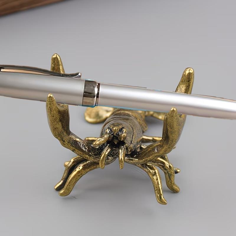 Brass Lobster Scorpion Shaped Pen Holder Ornament Vintage Perfect For Home Office Desk Study Table Decor Display