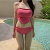2024 Korean-Style Women's Split Swimsuit: Girl's Tube Top Drawstring Bikini for Resorts & Hot Springs