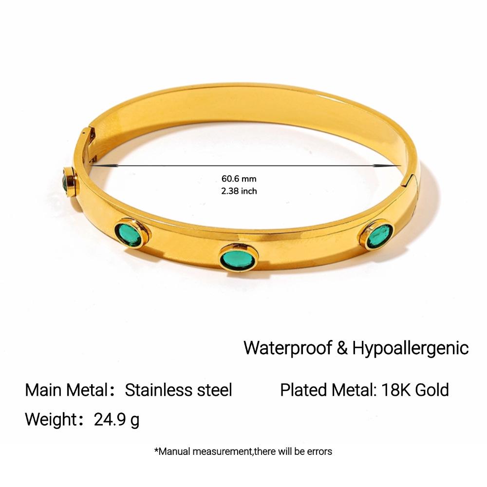 Yingtai Women's Non-fading Oval Colorful Irregular Stainless Titanium Steel Bracelet, Electroplated 18k Gold, European & American Style.