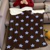 Dark Brown Celestial Light Blue Stars Flannel Blanket Warm Soft Halloween Christmas Couch Warm Cozy Decorative for All Season