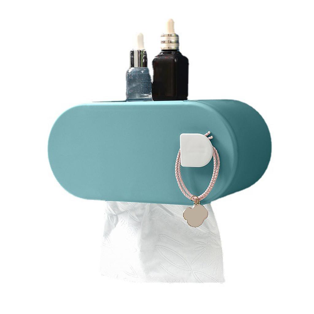 Wall Mounted Tissue Box Holder Storage No Drill Paper Towel Dispenser with Seamless Sticker for Bathroom