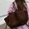 Yogodlns Women Handbag Light Luxury Suede Nubuck Leather Wing Bag Simple Large Capacity French Retro Shoulde rBag Casual Underarm Bag