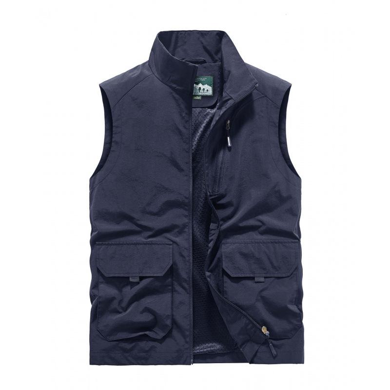 Men's Vest Casual Outdoor Vest Stand-up Collar Photography Vest Spring and Autumn Stand-up Collar Vest Men's Jacket
