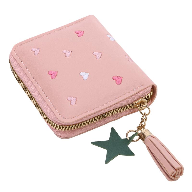 

Женский модный кошелек, мини-держатель для кредитных карт, зажим для денег, короткий милый маленький кошелек для монет One Size светло-розовый