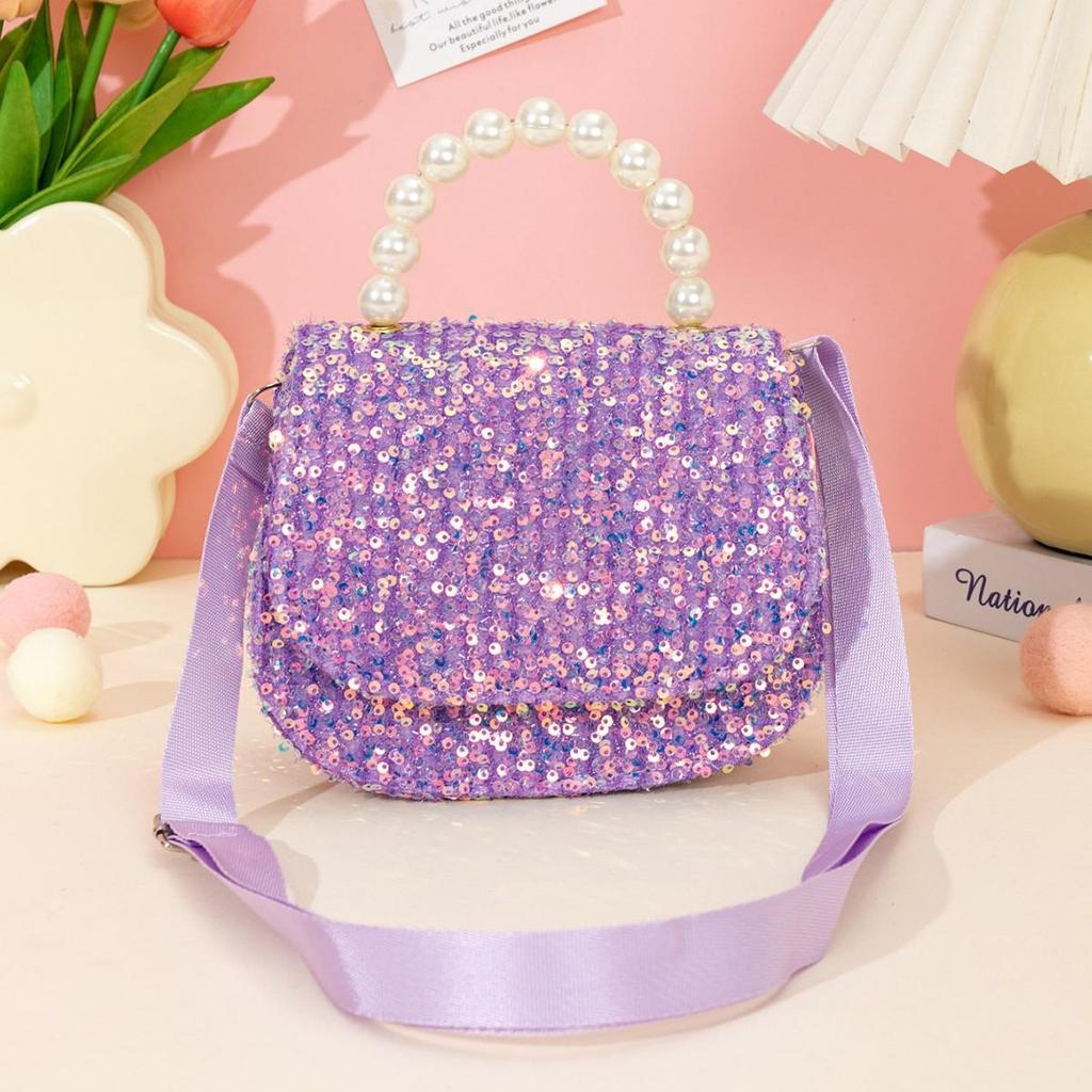 Large Capacity Sequin Crossbody Handbag for Girls
