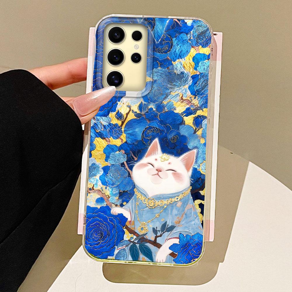 

Чехол для телефона Lucky Cat Vortex Texture для женщин и девушек для Samsung Galaxy S25 Edge S24 S23 S22 S21 FE Plus Ultra Shell Задние сумки Чехол Samsung Galaxy S25 Plus белый