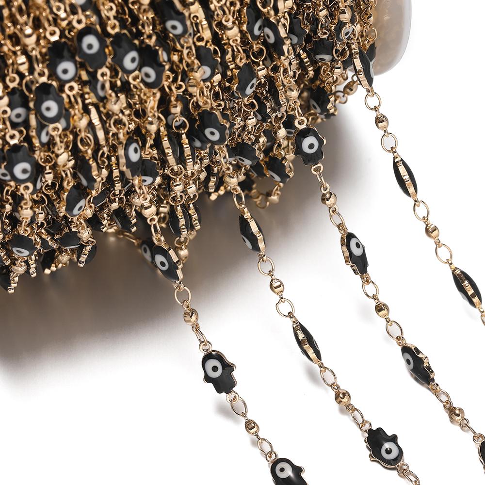 

1Meter Crystal Oil Drop Beads Chains Enamel Evil Eye Chains For DIY Fashion Eyewear Necklace Bracelet Jewelry Making Accessories