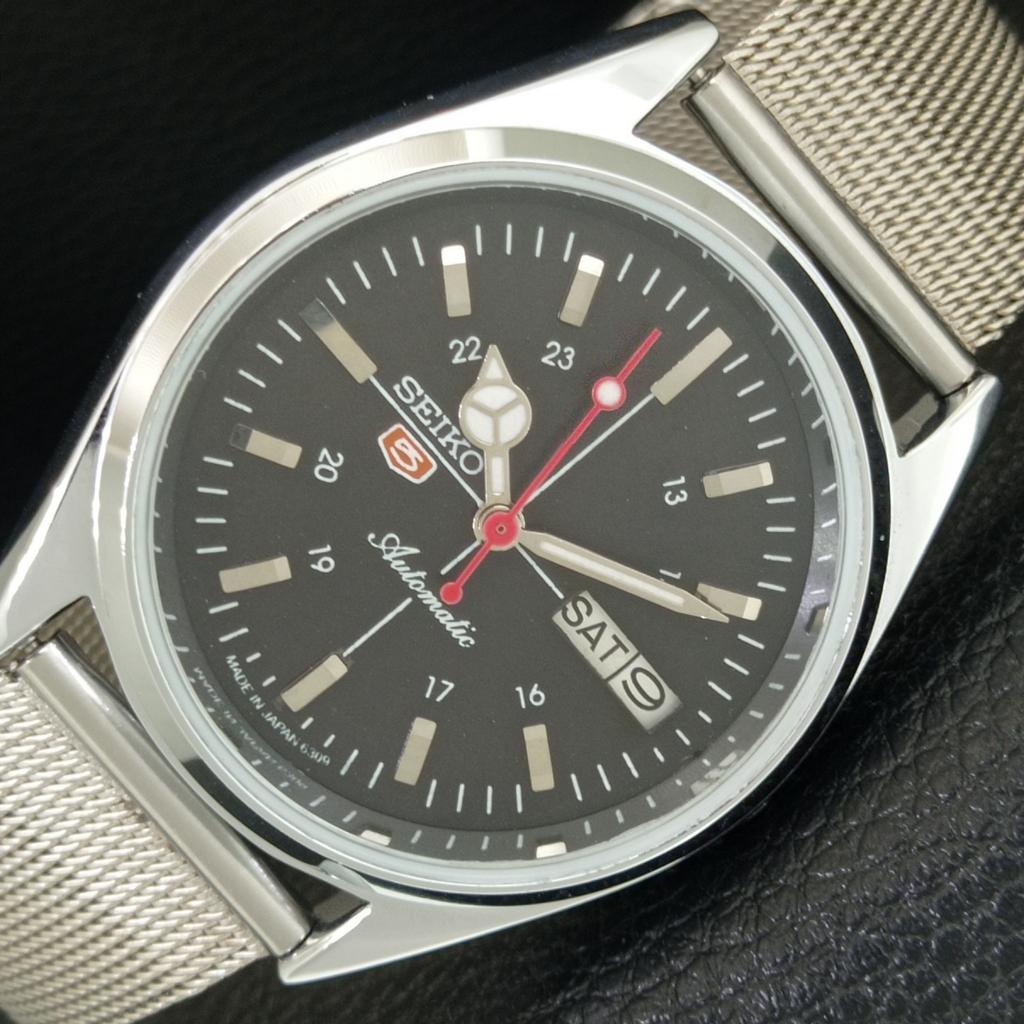 

VINTAGE REFURBISHED SEIKO 5 AUTOMATIC 6309A JAPAN MENS BLACK WATCH a442779-1