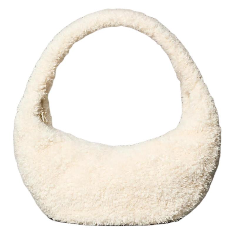 Calvin Klein Sherpa Monogram Hardware Polyester Shoulder Bag Large Women s Natural коричневый