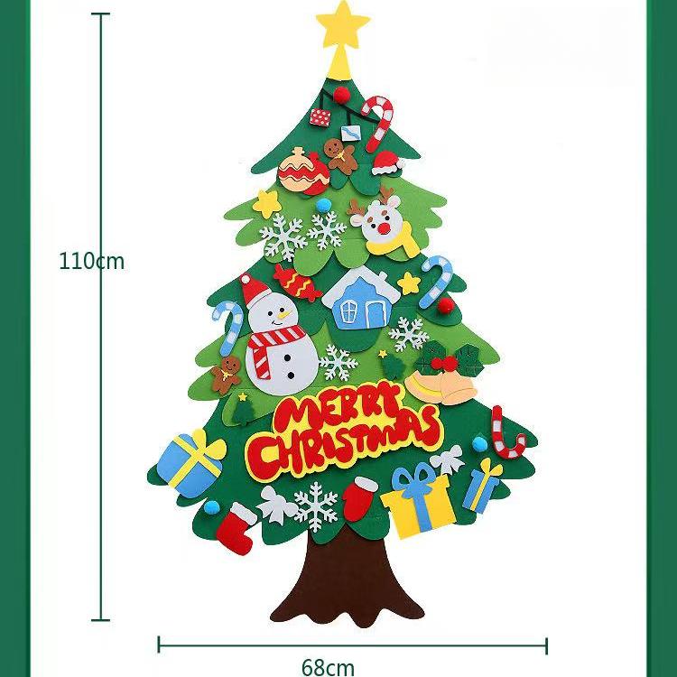 DIY Felt Christmas Tree Set with Ornaments for Kids, Xmas Gifts, New Year Door Wall Hanging Decorations