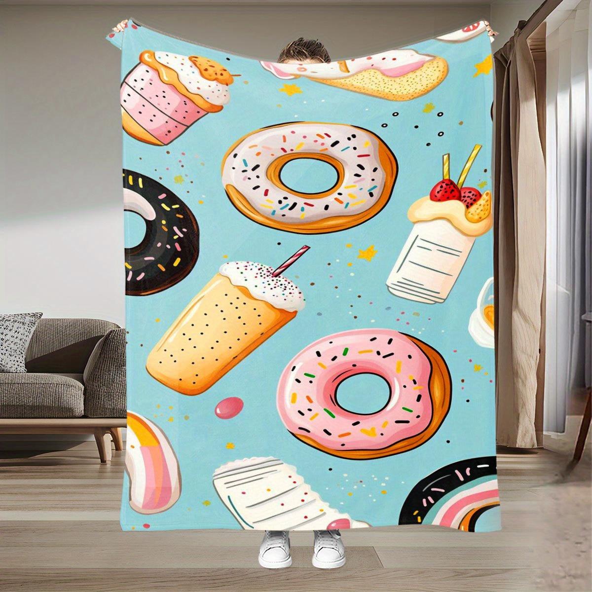 

Donut and cupcake patterns, four-season comfortable throw pillows, dessert-themed colors, suitable for beds, sofas, as gifts 75x90cm