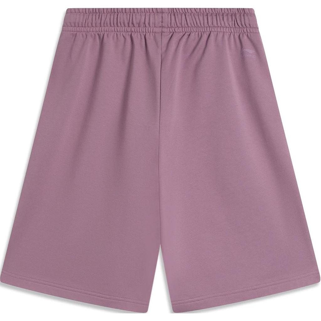 Li Ning Sports Trend Series Solid Color Mid Waist Drawstring Comfortable Breathable Straight Leg Casual Shorts Men Shorts Crystal-Purple AKSU235-11