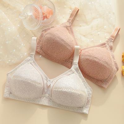 Damen BH Bügellos Push-Up Dünne Geformte Schale Spitze Vollschale Bedeckend Glatte Form Unterstützung Maximum