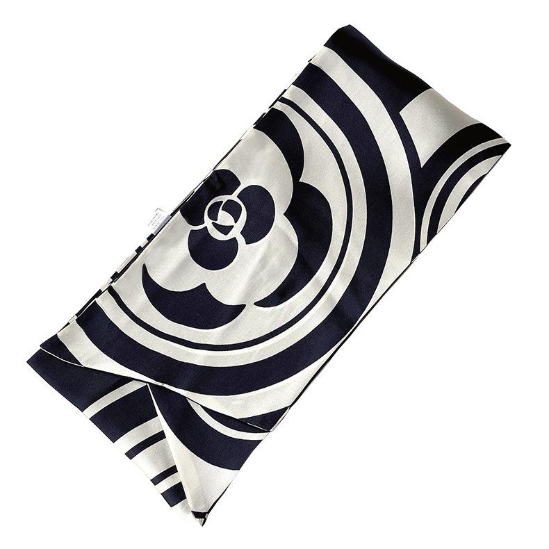 [Camellia Things] Classic Simple Style Black And White Color Satin Silk Scarf Ribbon Long Towel Multifunctional Ribbon