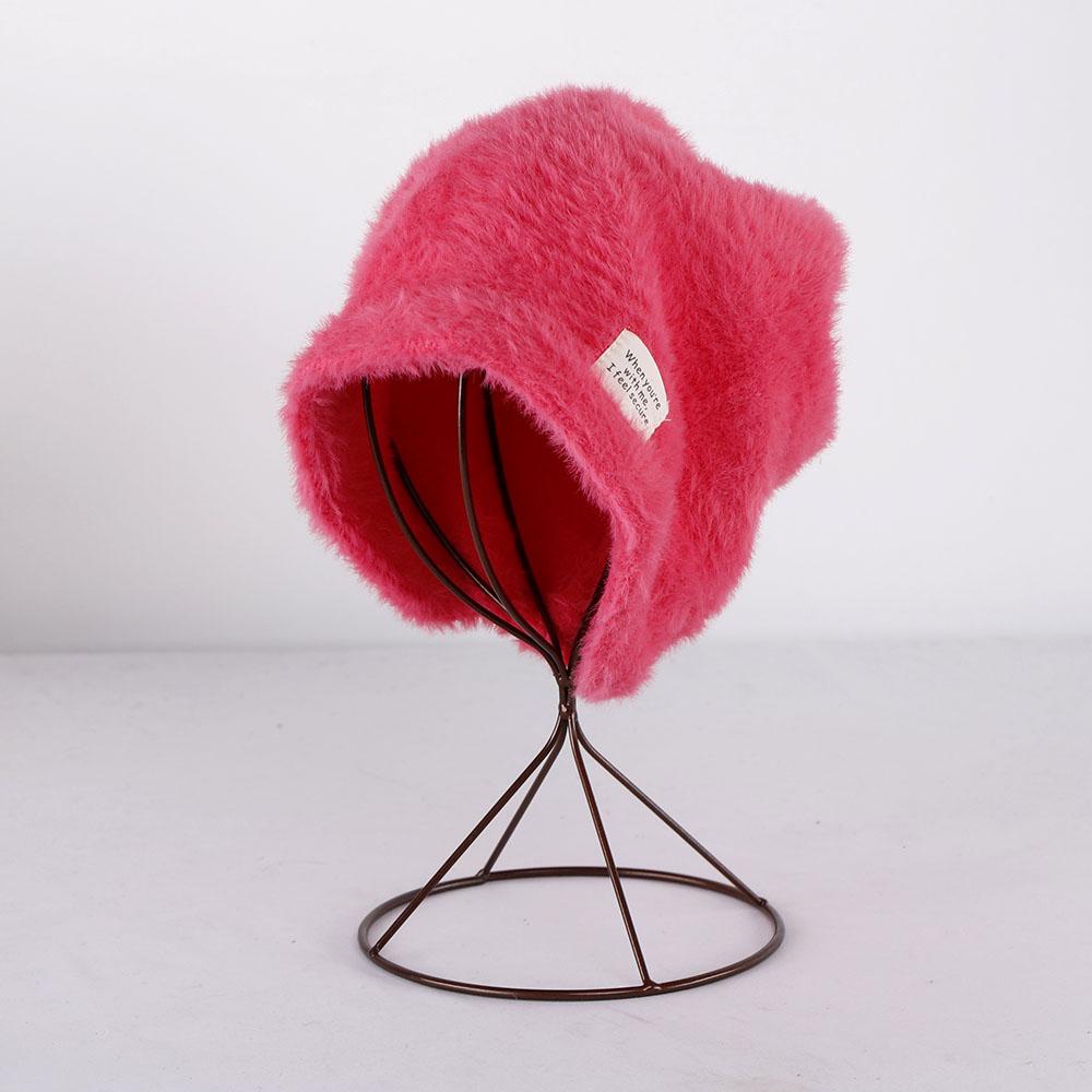 Pile Cap Skullies Beanie Japanese Hat Fake Fur Caps Candy Colored Wool Hat Knitted Hat Skiing Cap Big Hat Korean Hat Mohair Hat