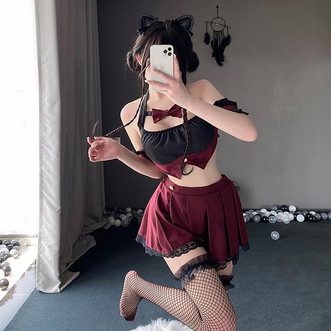 Sailor Suit Cosplay Naughty Cosplay JK Uniform Skirt Top and Bottom Set School Uniform Sleeveless Sexy Cosplay Extreme Bold Cosplay Halloween Cosplay