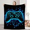 Neon Gaming Controller Fleece Blanket, Cool Gamer Style Throw Blanket Soft Cozy for Autumn/Winter Gaming Nooks & Teen Room Decor