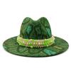 Fedora Men'S Fedora Neutral Wide Brim Jazz Hat Feather Belt Autumn And Winter British Vintage Panama Hat