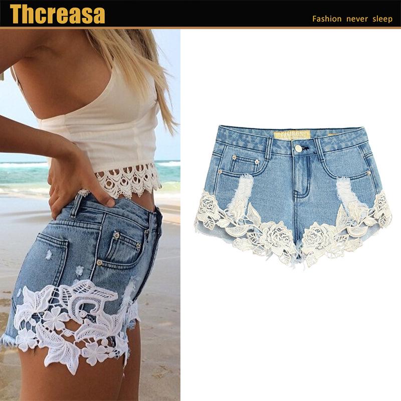 Hot Pants Vazados de Crochê de Renda Slimming Europeu Americano