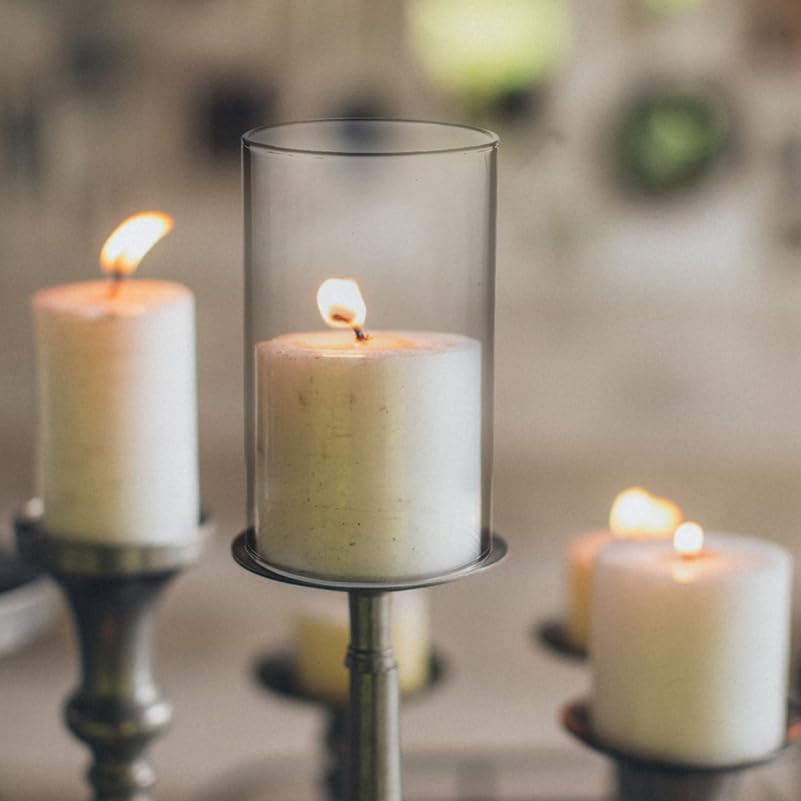 FRCOLOR Glass Candle Holder, 2-Piece Set, Clear Candle Shade, Glass Candle Cover, Windproof, for Candle Holders, Decorative Fixtures