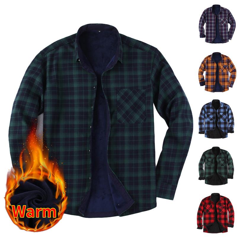 New Autumn/Winter Collection: Fleece-lined, Thickened Casual Warm Shirt for Men – Long-sleeved, Plus Size, Collared, Business Style