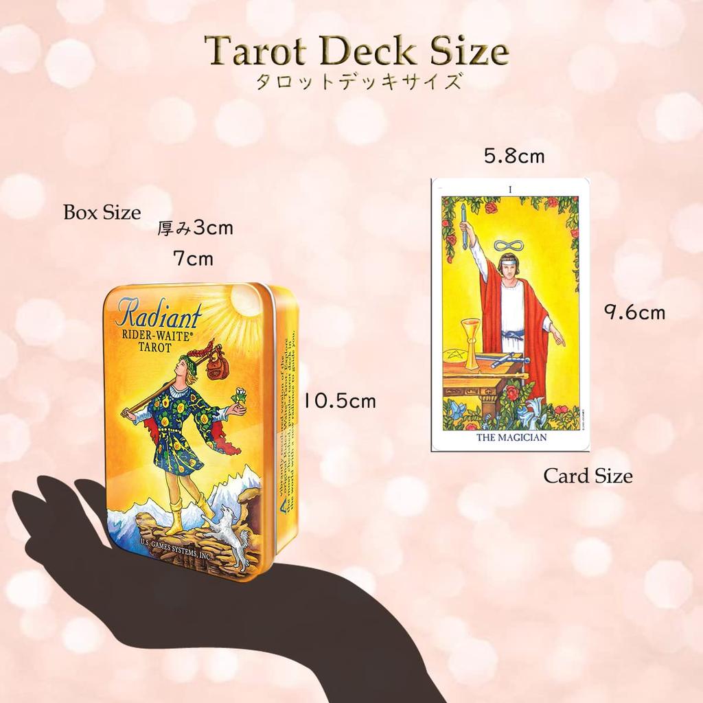 LANG Tarot Rider Popular with Beginners Tarot with Japanese Tarot Waite Radiant in a Tin Cards, 78-Card Edition, [Radiant Rider-Waite (Tin)